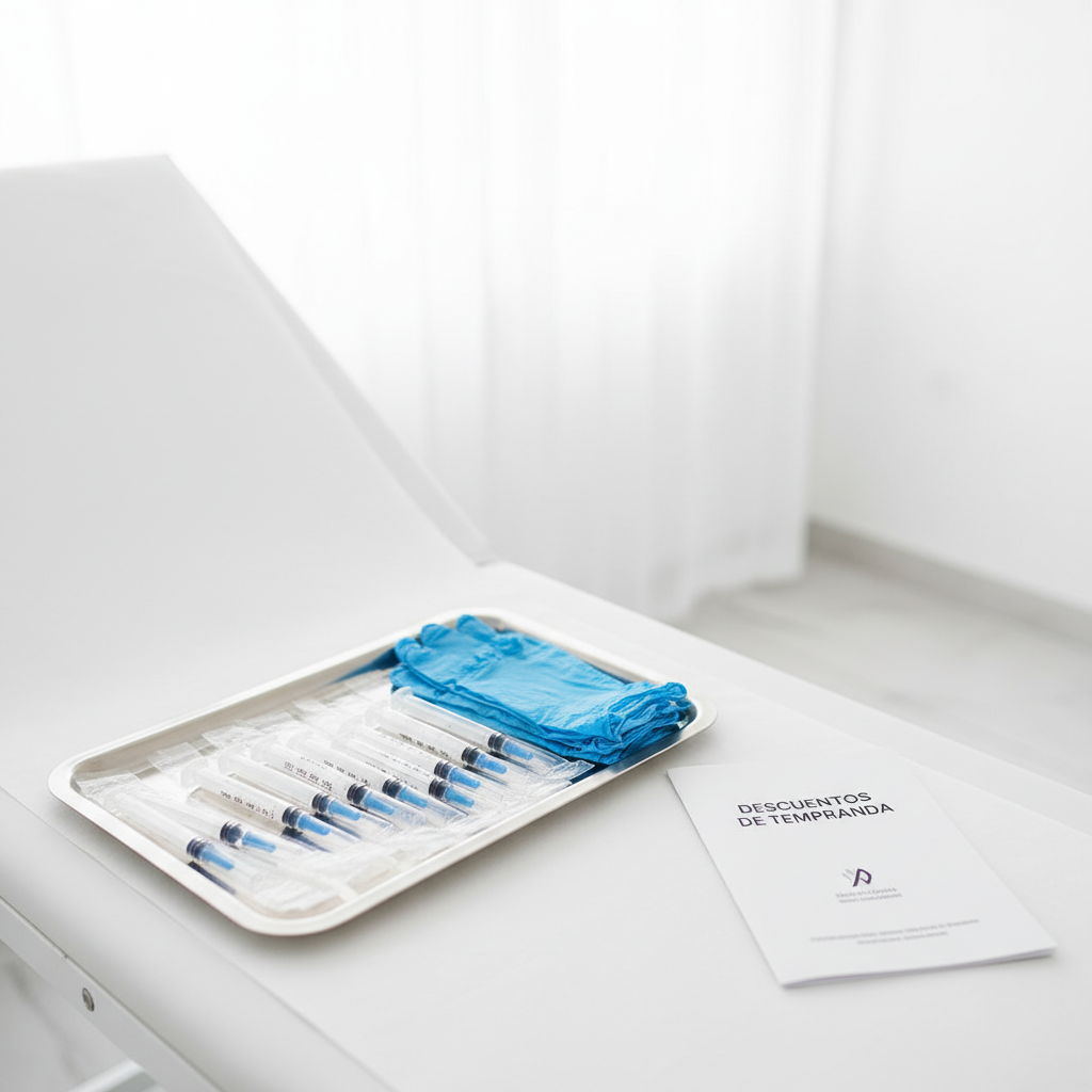 Bandeja cl&iacute;nica con insumos m&eacute;dicos lista para tratamientos durante las Promociones Black Friday en medicina est&eacute;tica