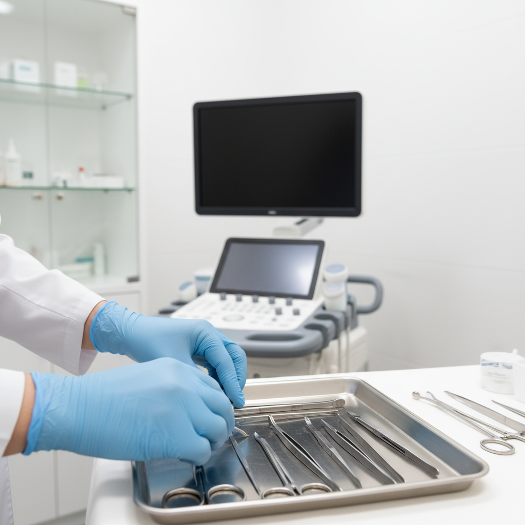 M&eacute;dico preparando instrumental en la cl&iacute;nica m&aacute;s grande de medicina est&eacute;tica en Chile para este 2026 en un box moderno y luminoso