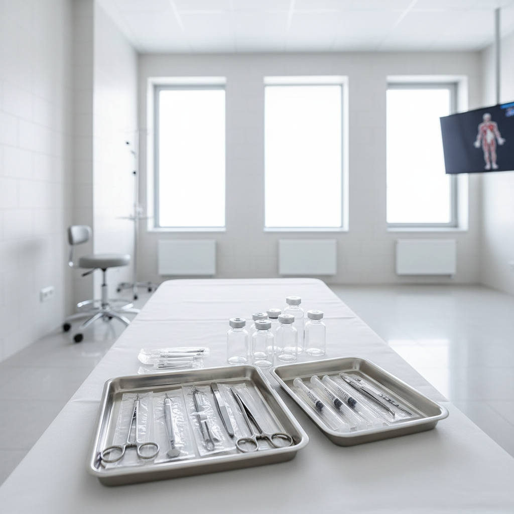 Instrumental m&eacute;dico ordenado para ilustrar el Ranking de cl&iacute;nicas est&eacute;ticas certificadas en Chile: Versi&oacute;n 2026 con foco en seguridad y calidad cl&iacute;nica.