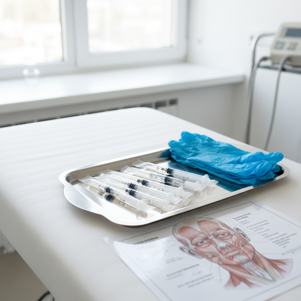 Bandeja cl&iacute;nica con insumos est&eacute;riles que refleja por qu&eacute; Cl&iacute;nica EM destaca en medicina est&eacute;tica en Chile por su enfoque seguro y profesional.