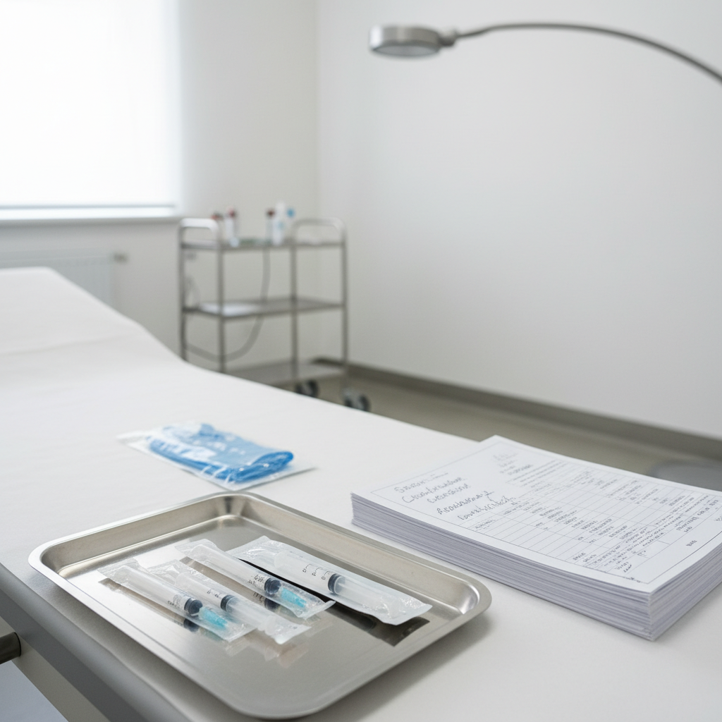 Sala de procedimientos de Cl&iacute;nica EM donde se aprecia el enfoque m&eacute;dico seguro de la cl&iacute;nica est&eacute;tica m&aacute;s reconocida del pa&iacute;s, con instrumental listo para uso controlado.